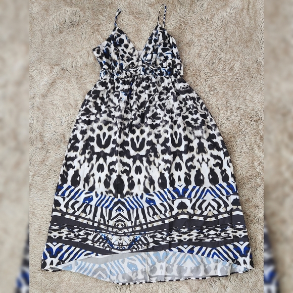 Jennifer‎ Lopez Cami Maxi Dress Blue Animal Print Women's Size XL Petite